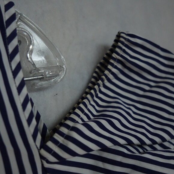 Holy Caftan Cold Shoulder Shirt Dress Women's Size 40 White/Blue Striped Cotton - Picture 5 of 13
